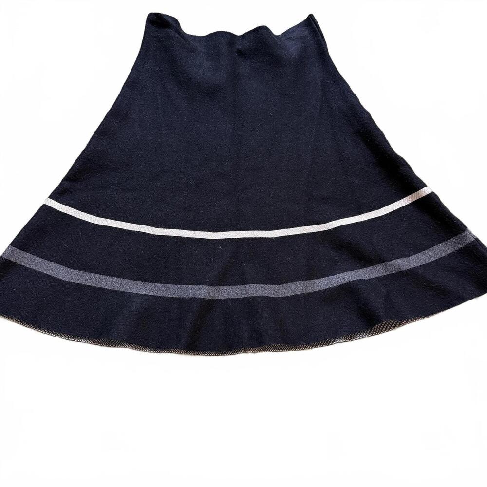 MAX STUDIO‎  A-Line Flare Sweater Knit Pull On Skirt Black w/White/Gray  SZ S